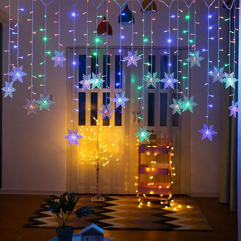Luces Led Navideñas Copos Nieve